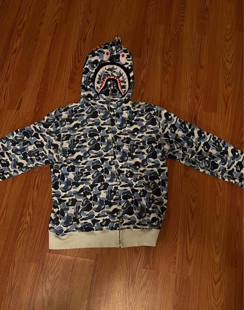 A Bathing Ape Blue Camo Shark Full Zip Hoodie